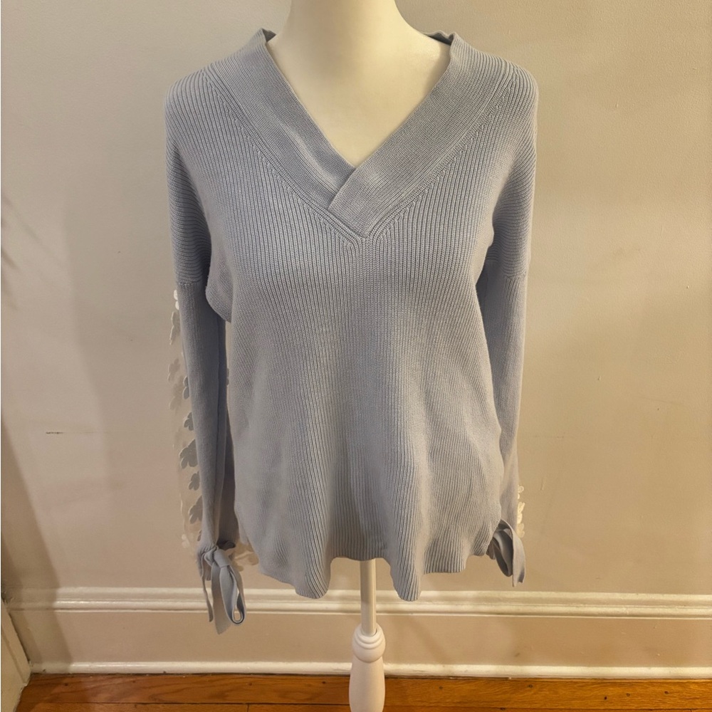 French Connection Caballo Floral-Lace Sleeve Sweater - Picture 2 of 10